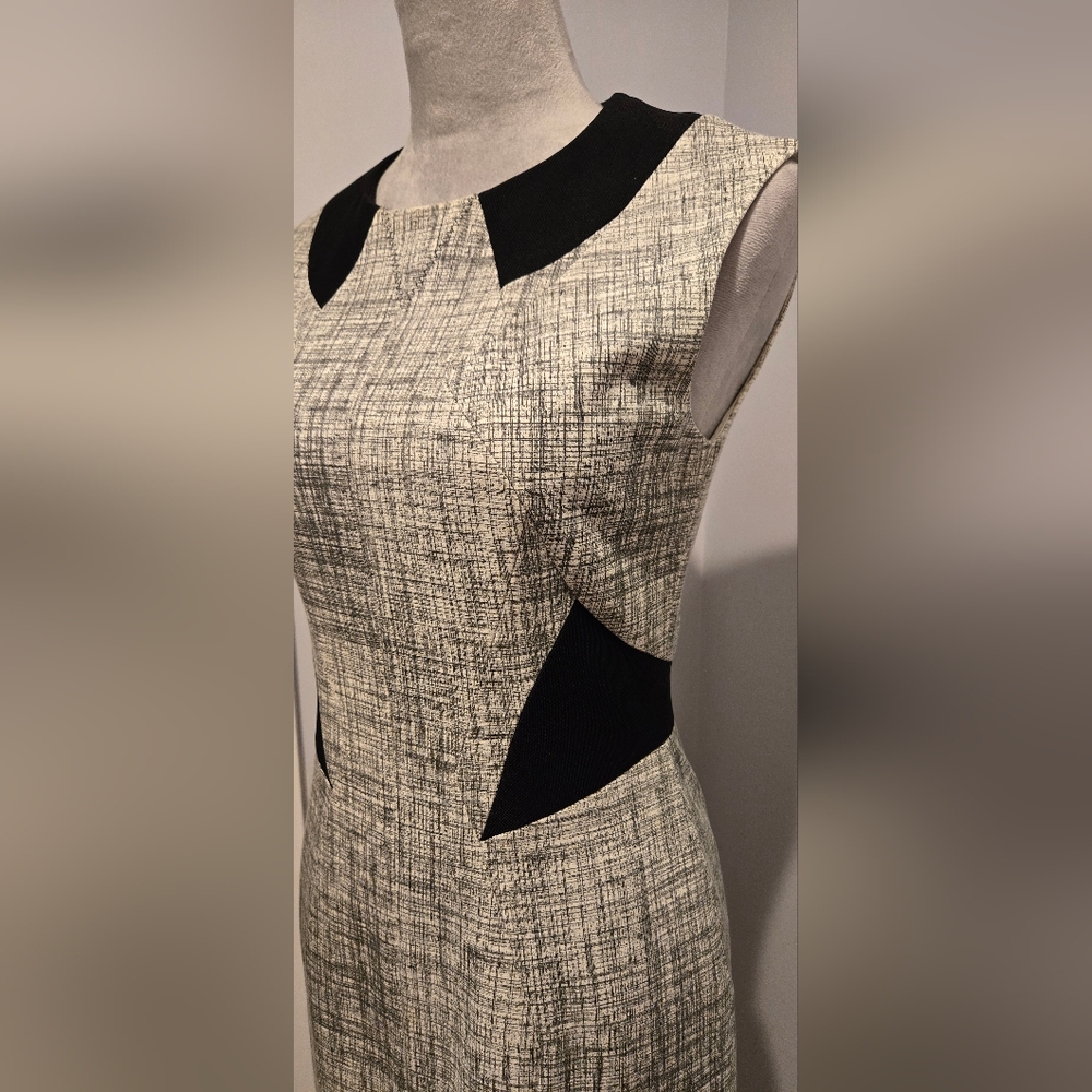 Karen Millen black-white stylized shift dress Sz 6 EU38 - Picture 4 of 10